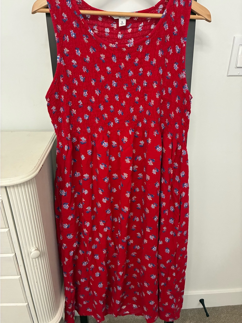 Red Sleeveless Floral Midi Dress by Croft and Barrow. Size XL. Rayon summer - Picture 2 of 11